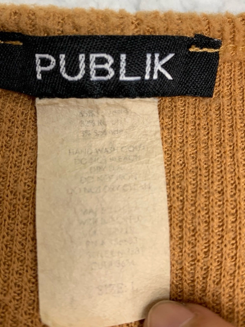 Camel Textured Ruched Drawstring Side Top - Picture 5 of 5